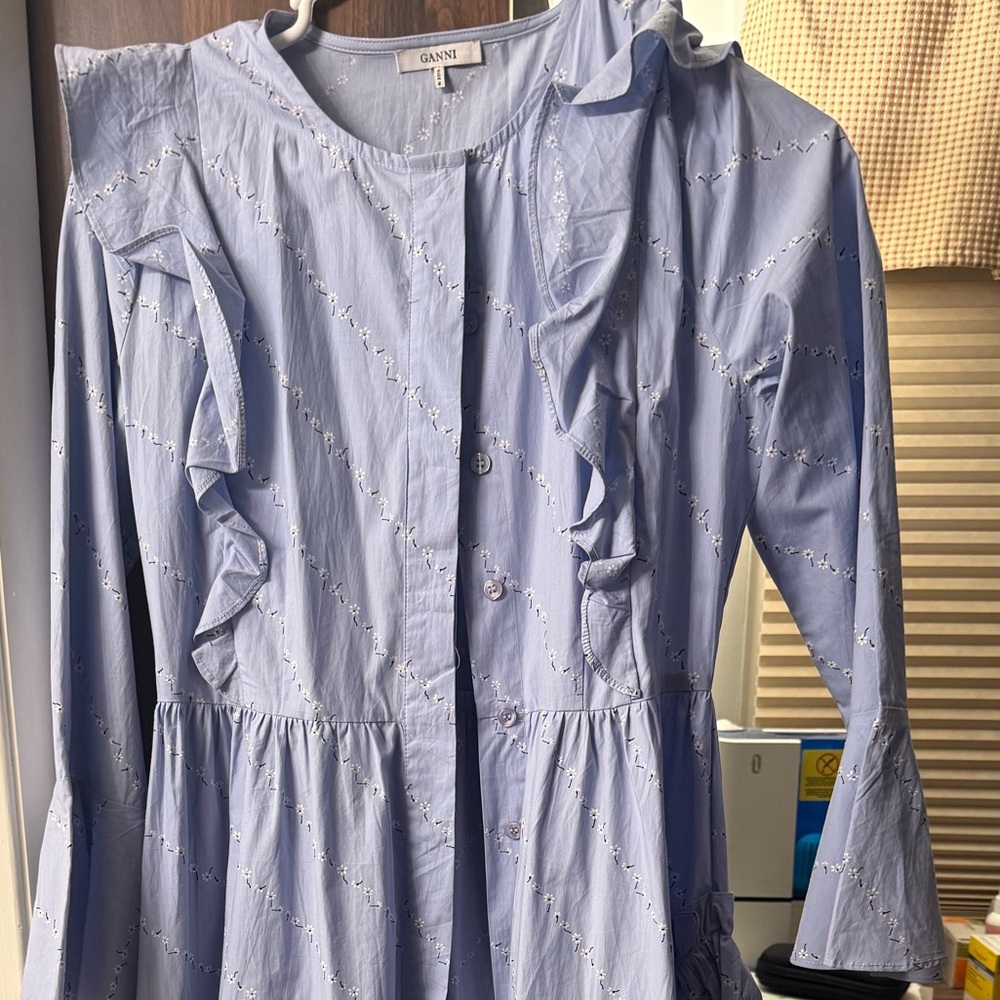 Ganni Kids Lavender Ruffled Dress